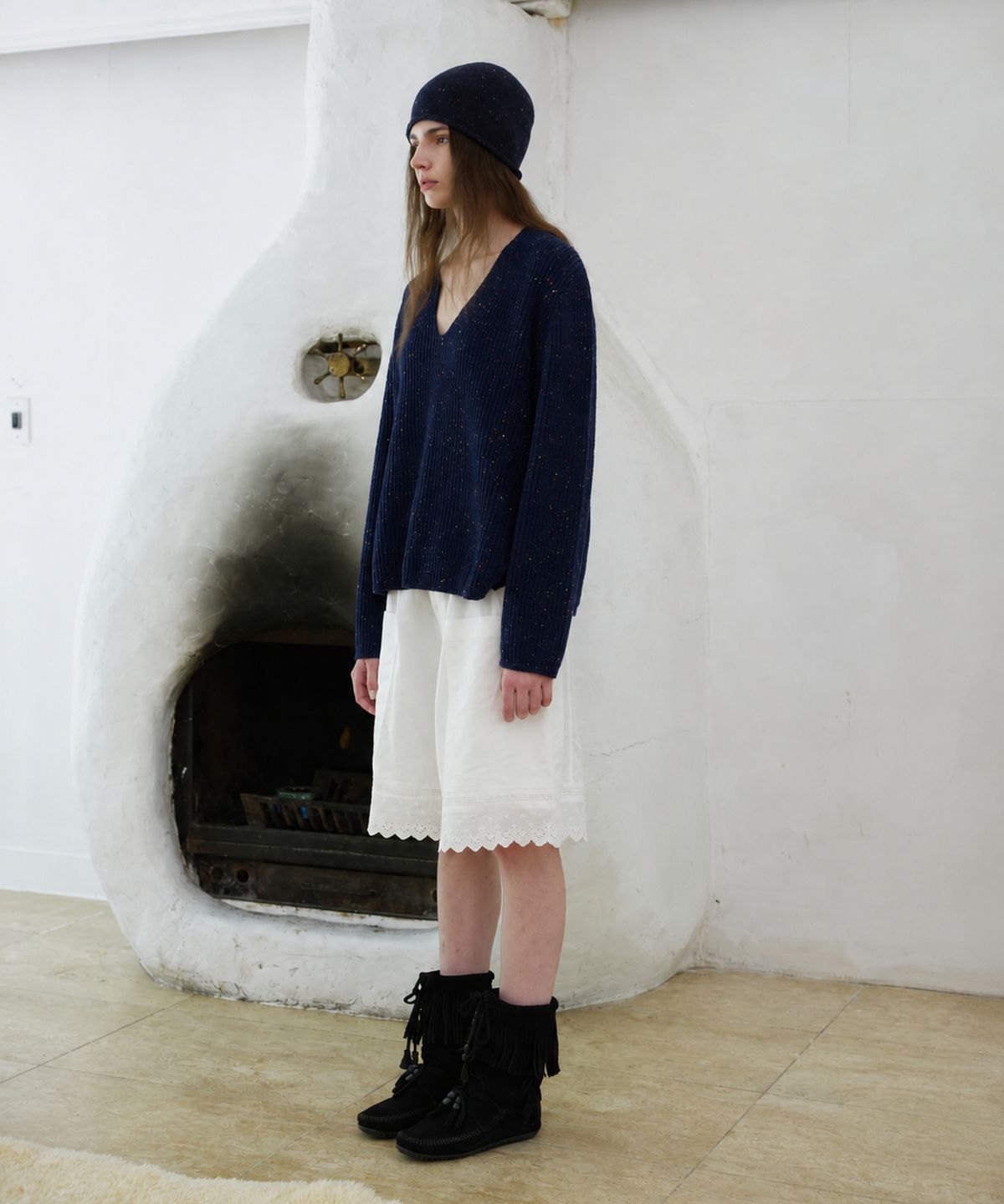프리터(FRITUR) Chine Rollup Knit Navy_F263KN07