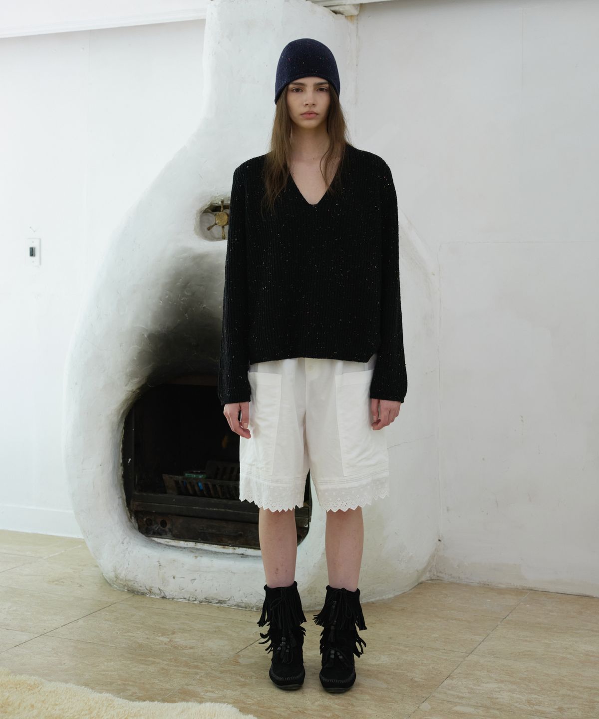 프리터(FRITUR) Chine Rollup Knit Black_F263KN07