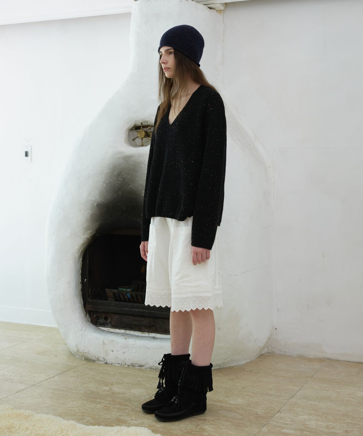 프리터(FRITUR) Chine Rollup Knit Black_F263KN07