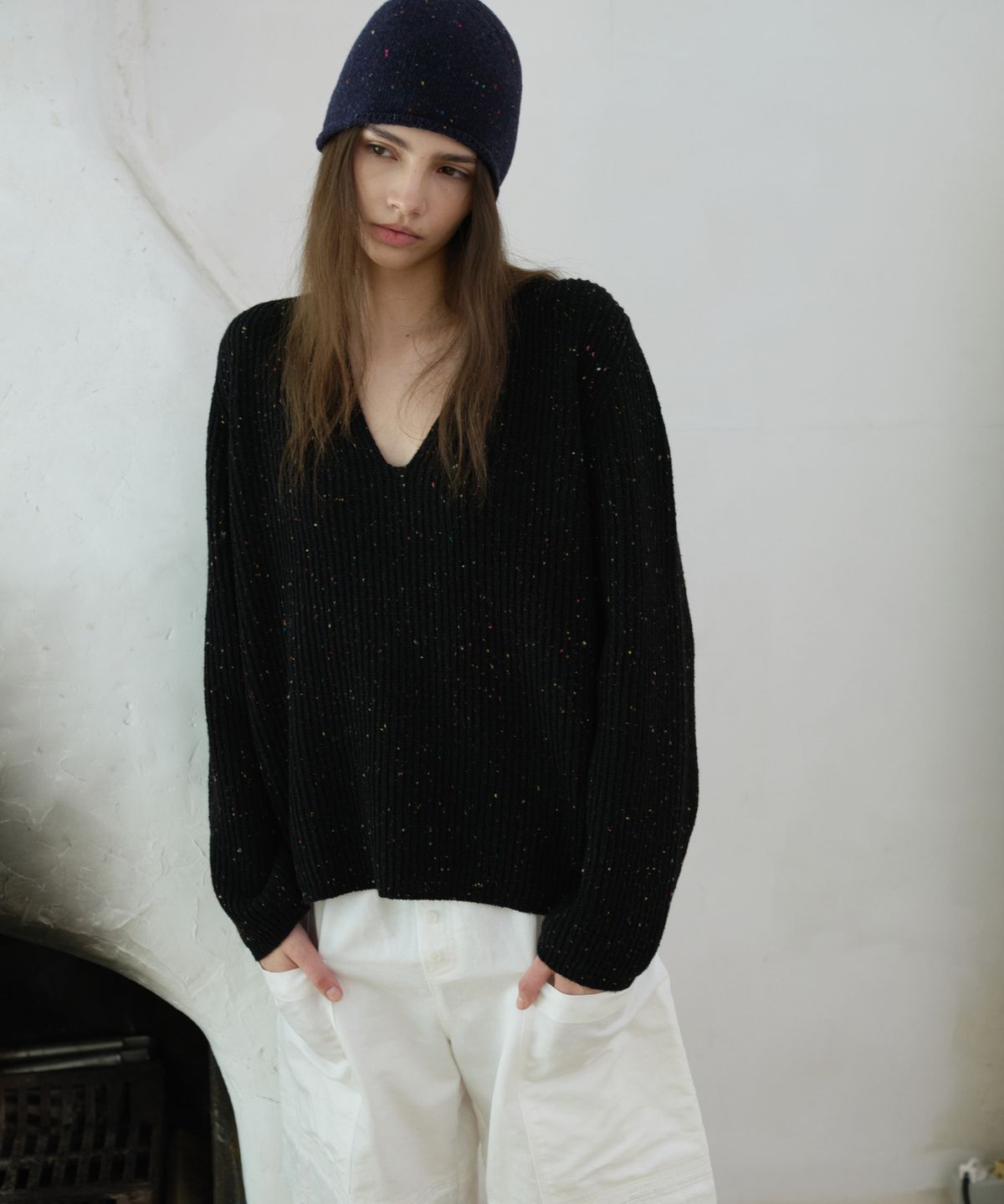 프리터(FRITUR) Chine Rollup Knit Black_F263KN07