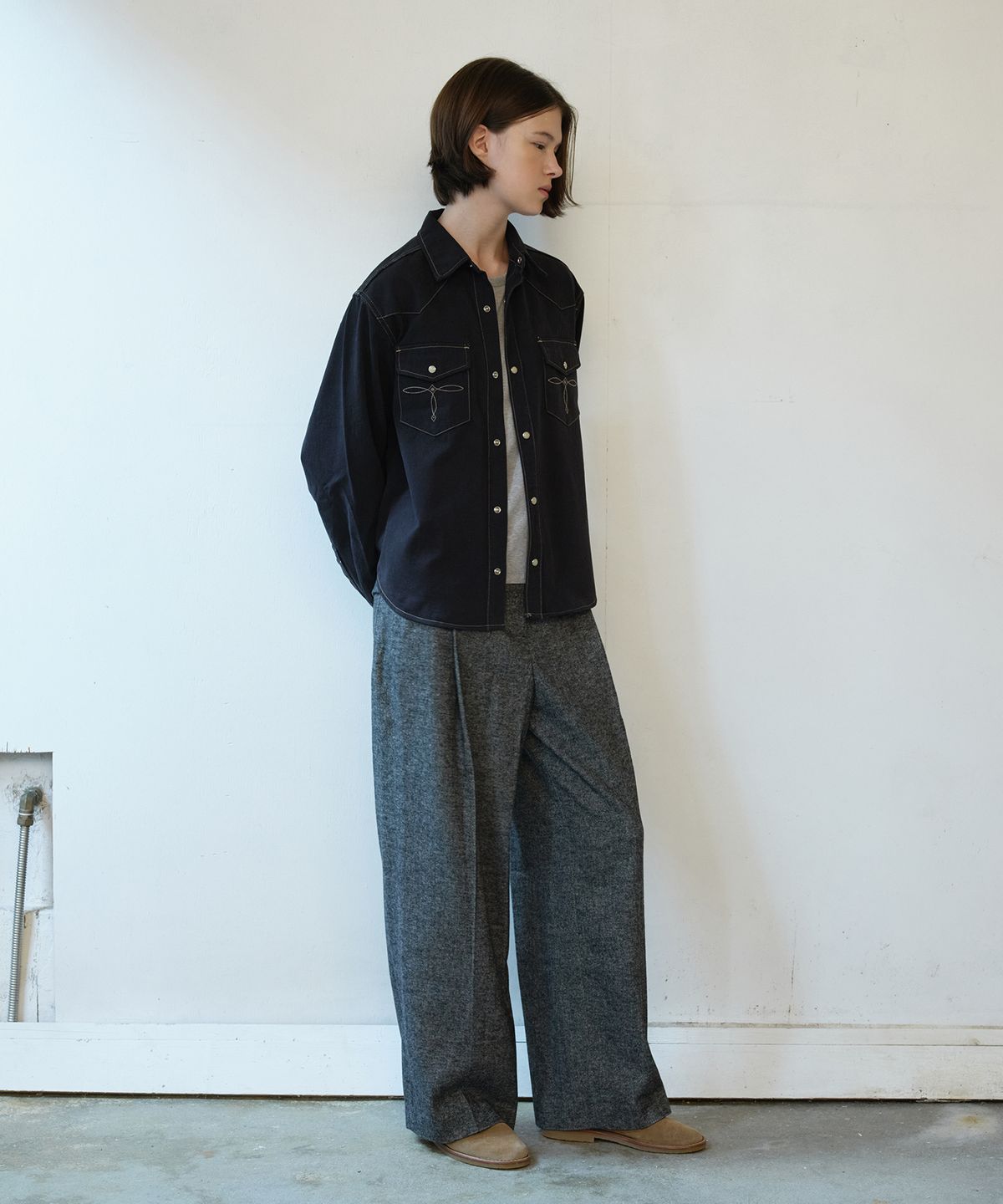 프리터(FRITUR) Classic Tailored Pintuck Pants Grey_F263PT04