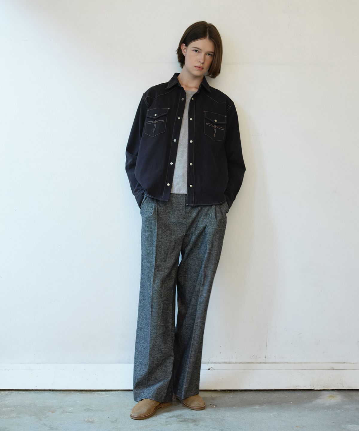 프리터(FRITUR) Classic Tailored Pintuck Pants Grey_F263PT04
