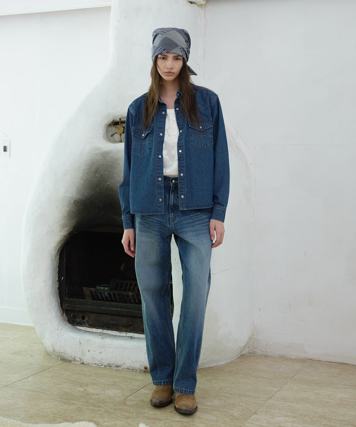 프리터(FRITUR) Boho-Side Embroidered Denim Blue_F263DE04