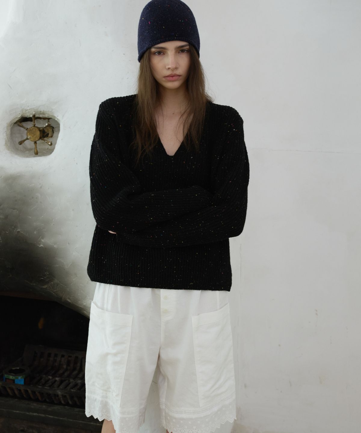 프리터(FRITUR) Chine Rollup Beanie Navy_F263HT11