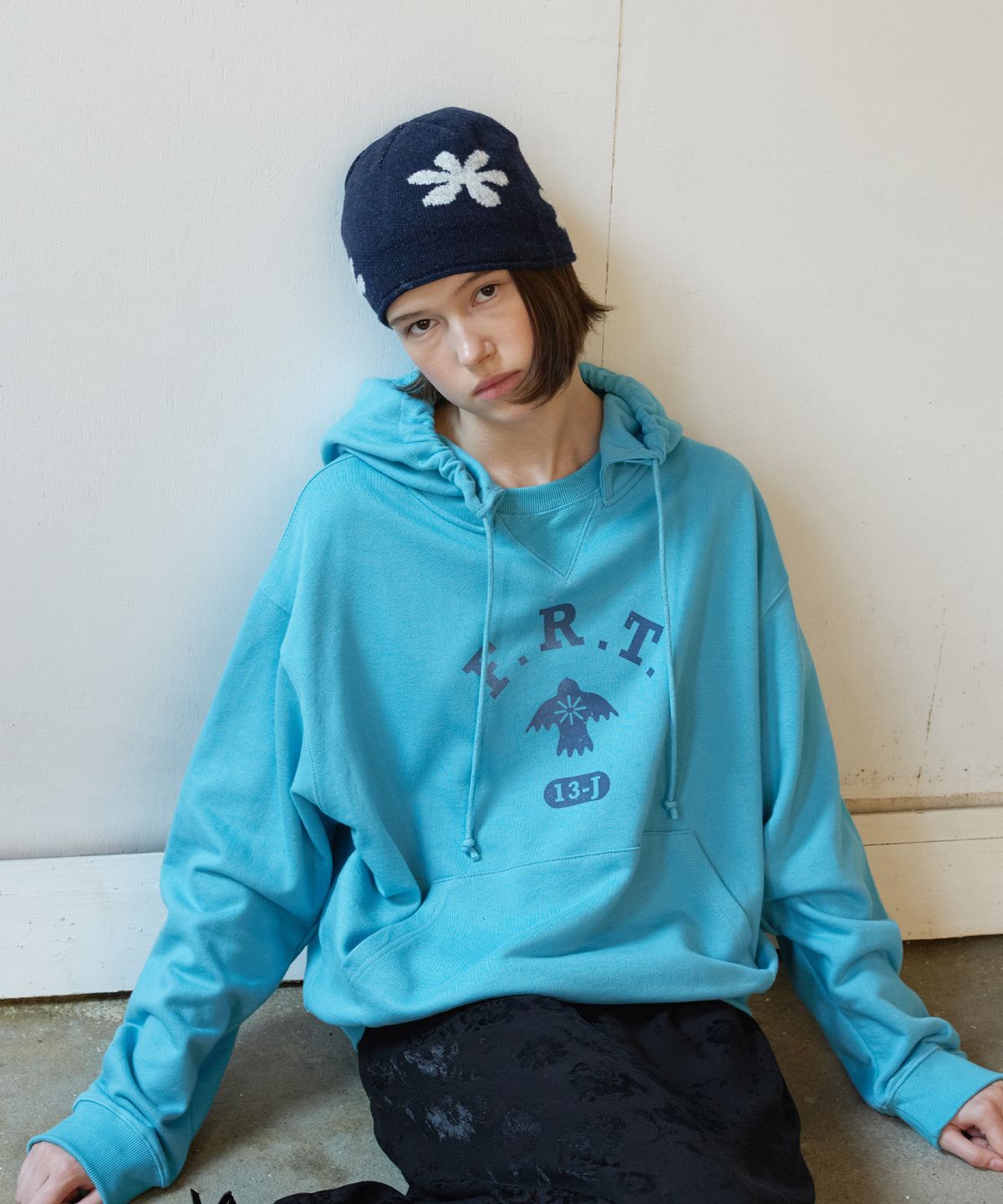프리터(FRITUR) Daisy Rollup Beanie Navy_F263HT12