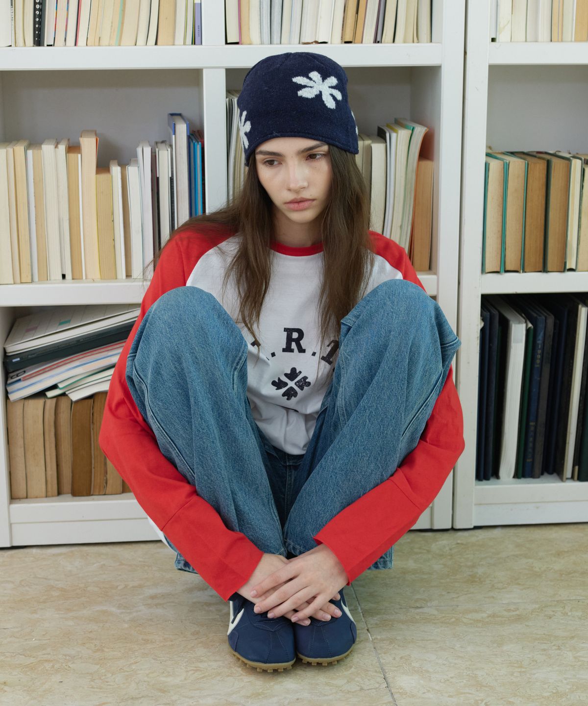 프리터(FRITUR) Daisy Rollup Beanie Navy_F263HT12