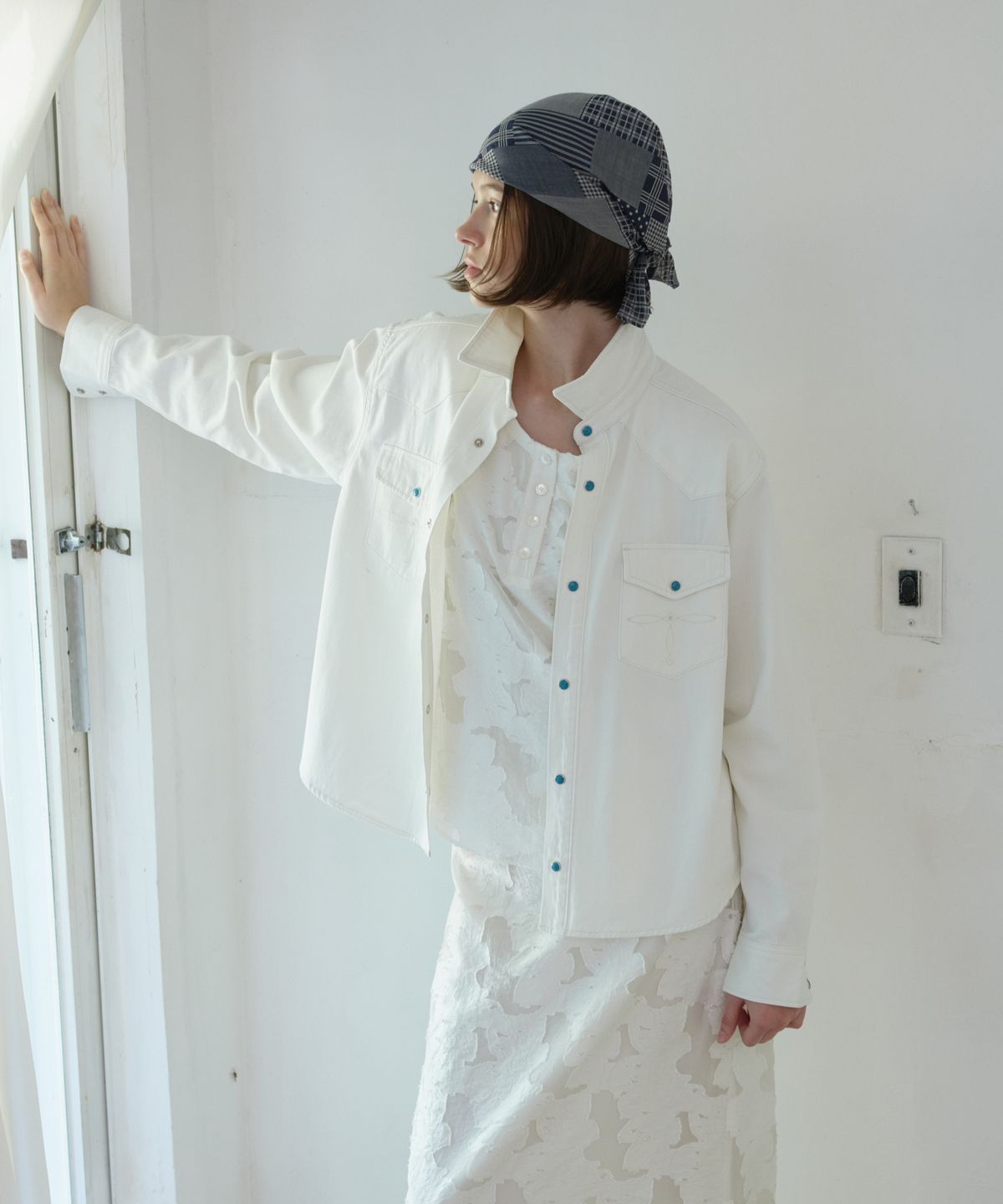 프리터(FRITUR) Papa Patchwork Scarf Navy_F263AC02