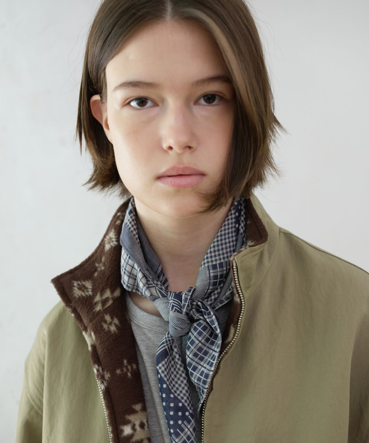 프리터(FRITUR) Papa Patchwork Scarf Navy_F263AC02