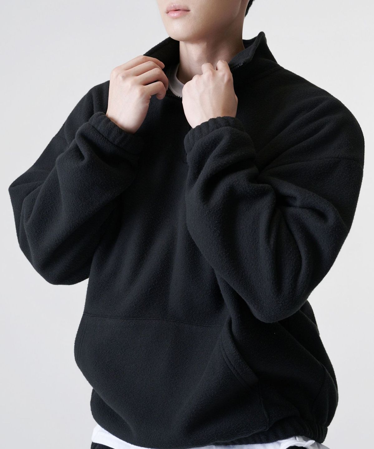 디바라(DIBALA) [어깨패드+3CM] 플리스 반집업 맨투맨 디바라 시그니처 수트