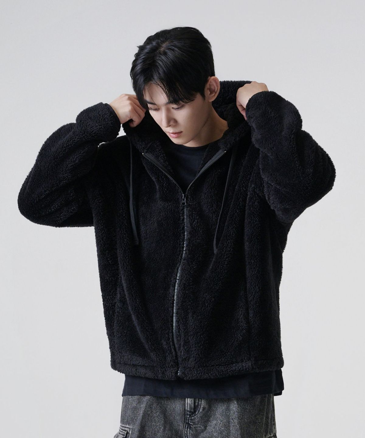 디바라(DIBALA) [어깨패드+3CM] 플리스 후드집업 디바라 시그니처 수트