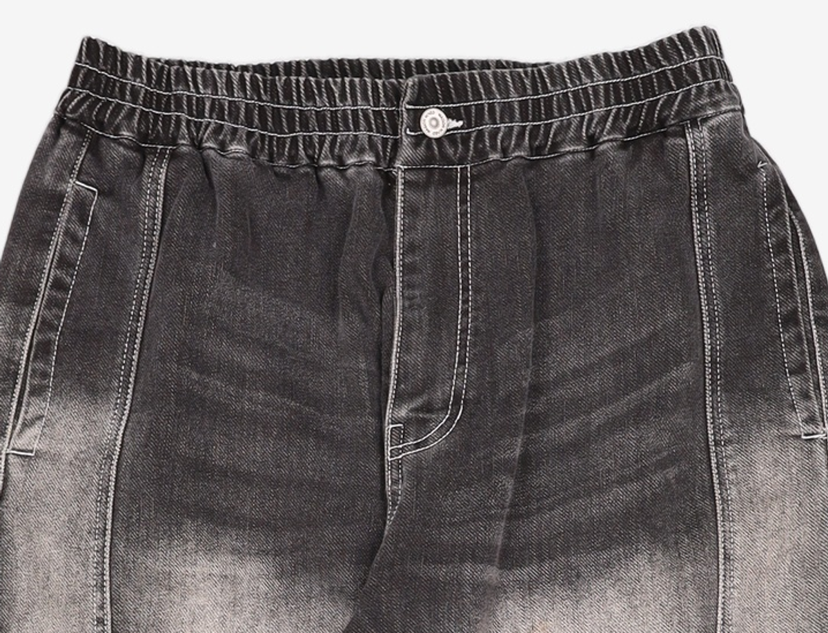 메종미네드(MAISON MINED) CURVED LINE STRING DENIM PANTS BLACK 50