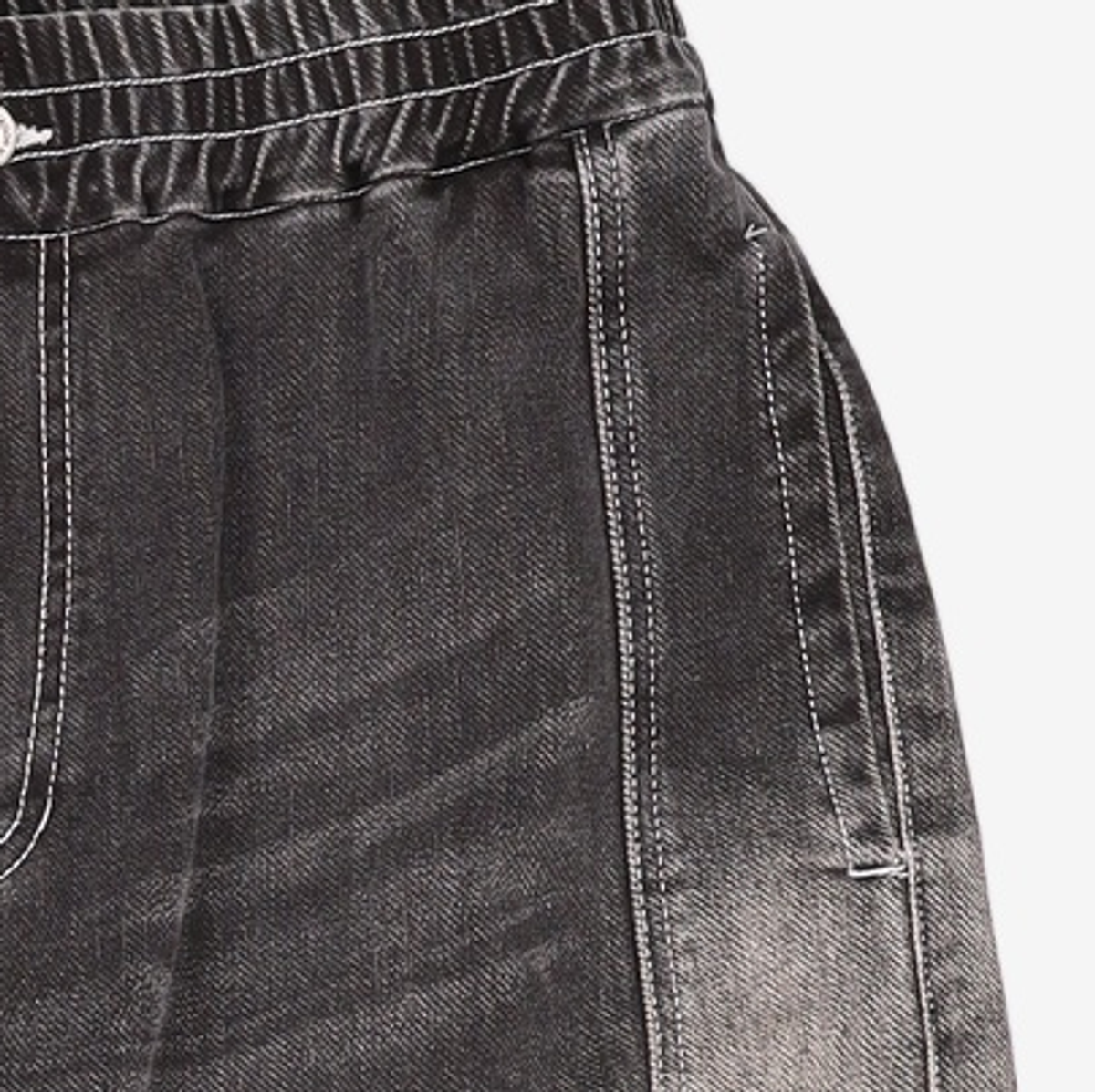 메종미네드(MAISON MINED) CURVED LINE STRING DENIM PANTS BLACK 50