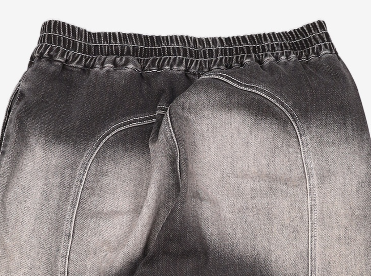 메종미네드(MAISON MINED) CURVED LINE STRING DENIM PANTS BLACK 50