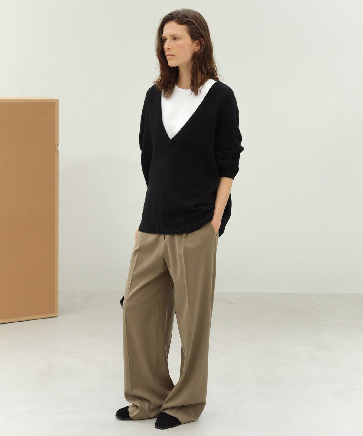 르바(LEVAR) Whenever Wide Slacks - Olive Beige