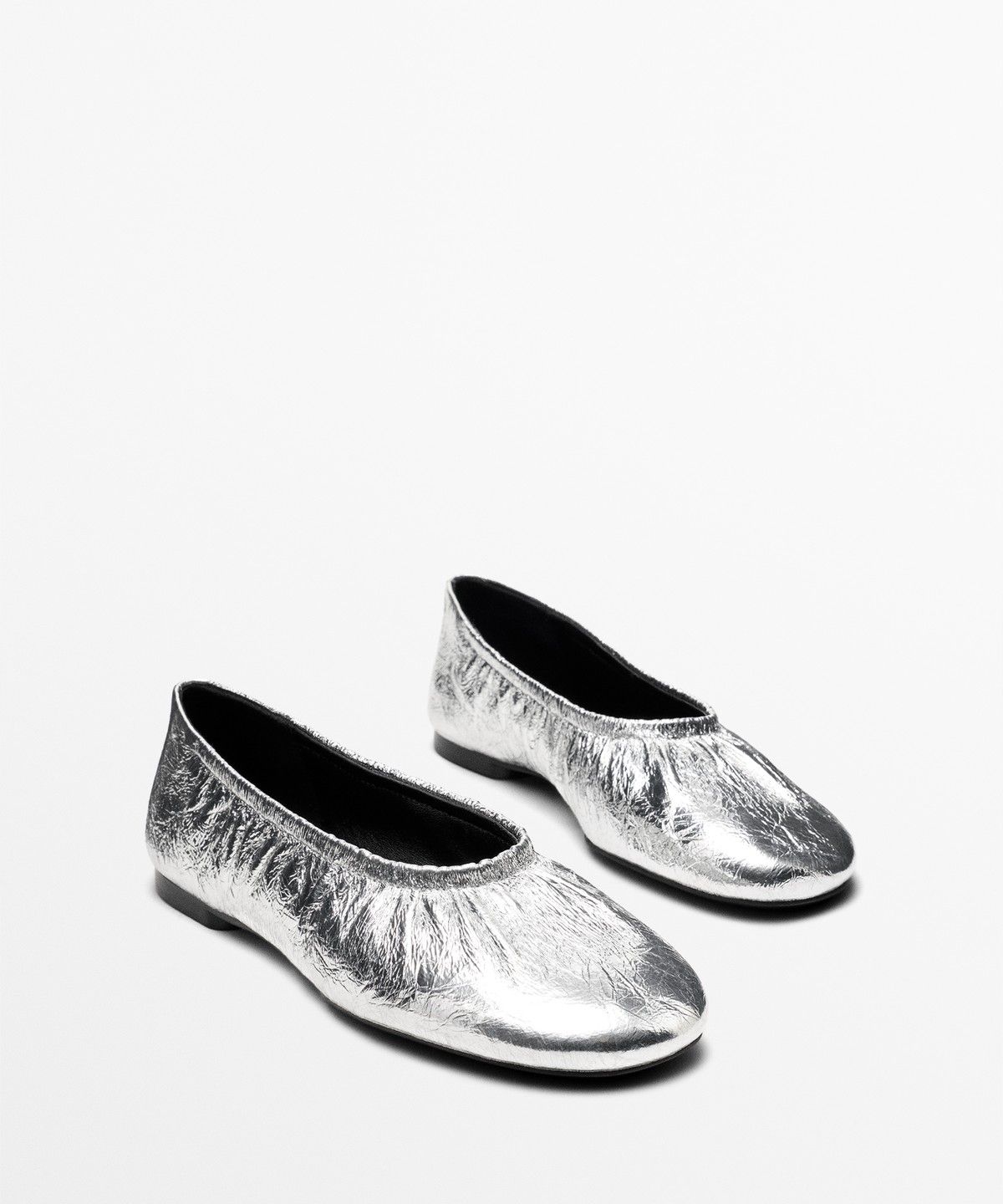 마시모두띠(MASSIMO DUTTI) 메탈릭 레더 발레리나 슈즈