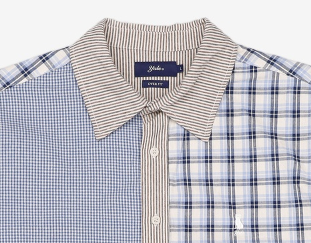 예일(YALE) OVER FIT CRAZY PATTERN SHIRT BLUE L