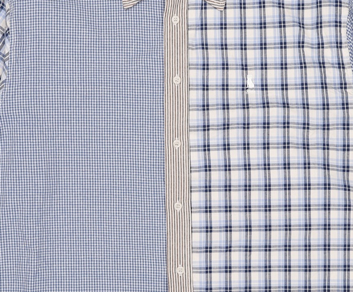 예일(YALE) OVER FIT CRAZY PATTERN SHIRT BLUE L