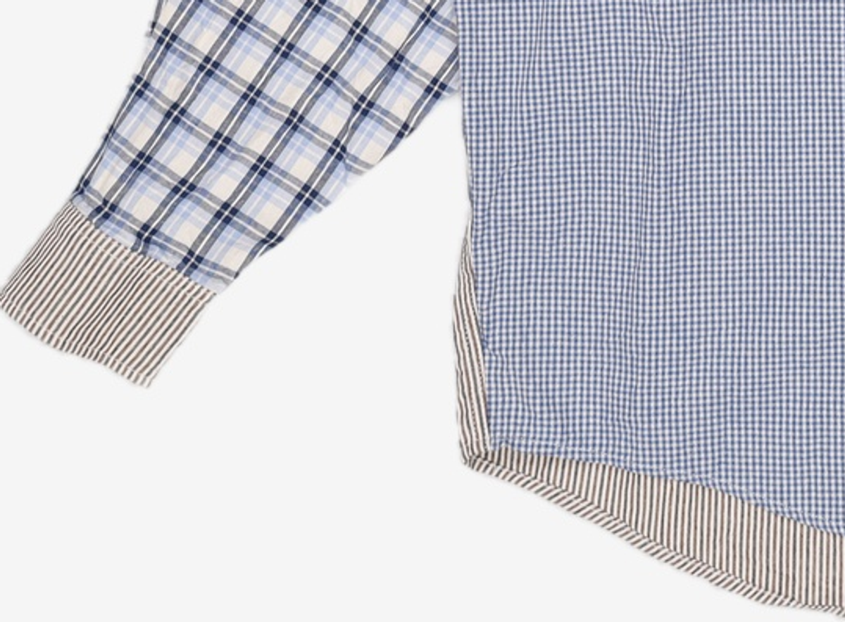 예일(YALE) OVER FIT CRAZY PATTERN SHIRT BLUE L