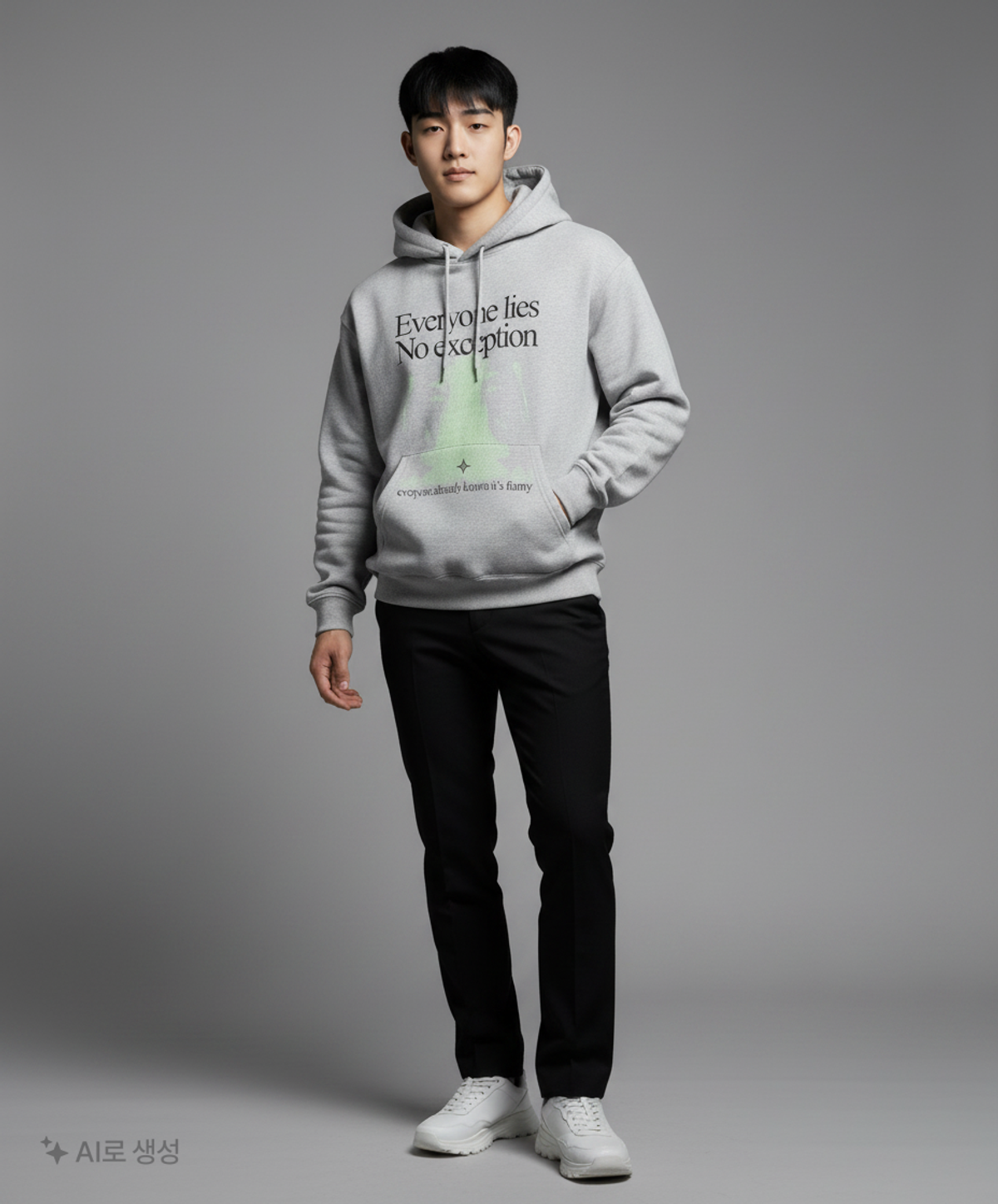 브라운브레스(BROWNBREATH) EVERYONE LIES HOODIE - MELANGE GREY M