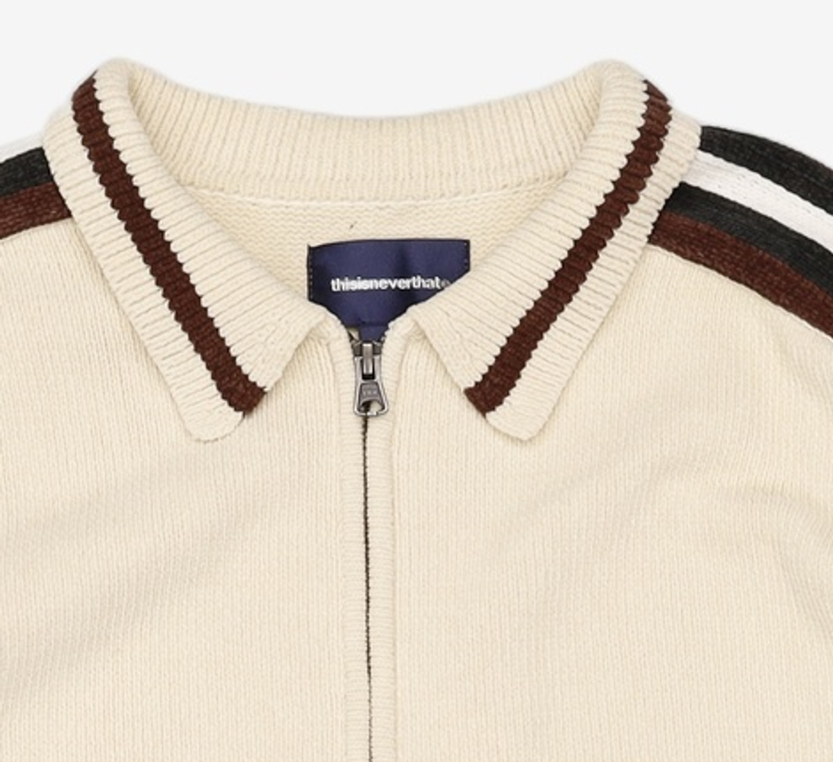 디스이즈네버댓(THISISNEVERTHAT) Striped Zip Cardigan Ivory S