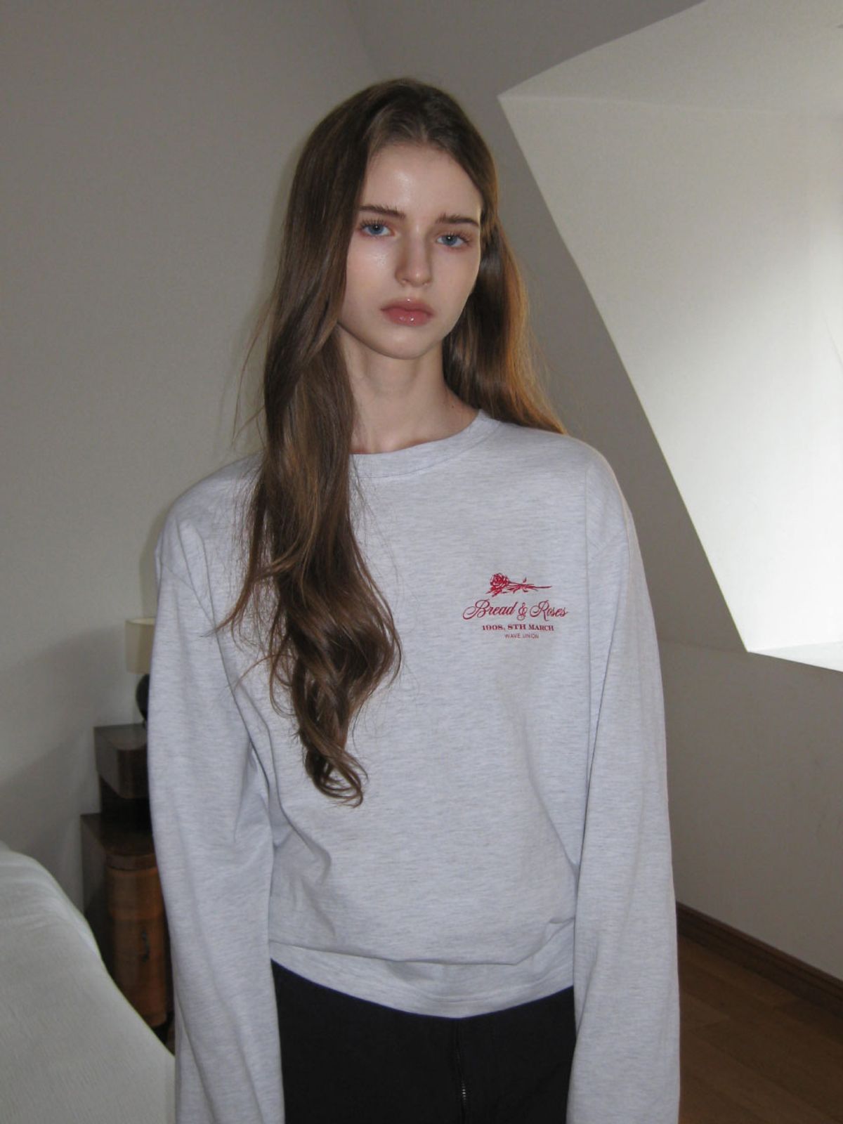웨이브유니온(WAVE UNION) Bread and roses Longsleeved T-shirt Heather gray