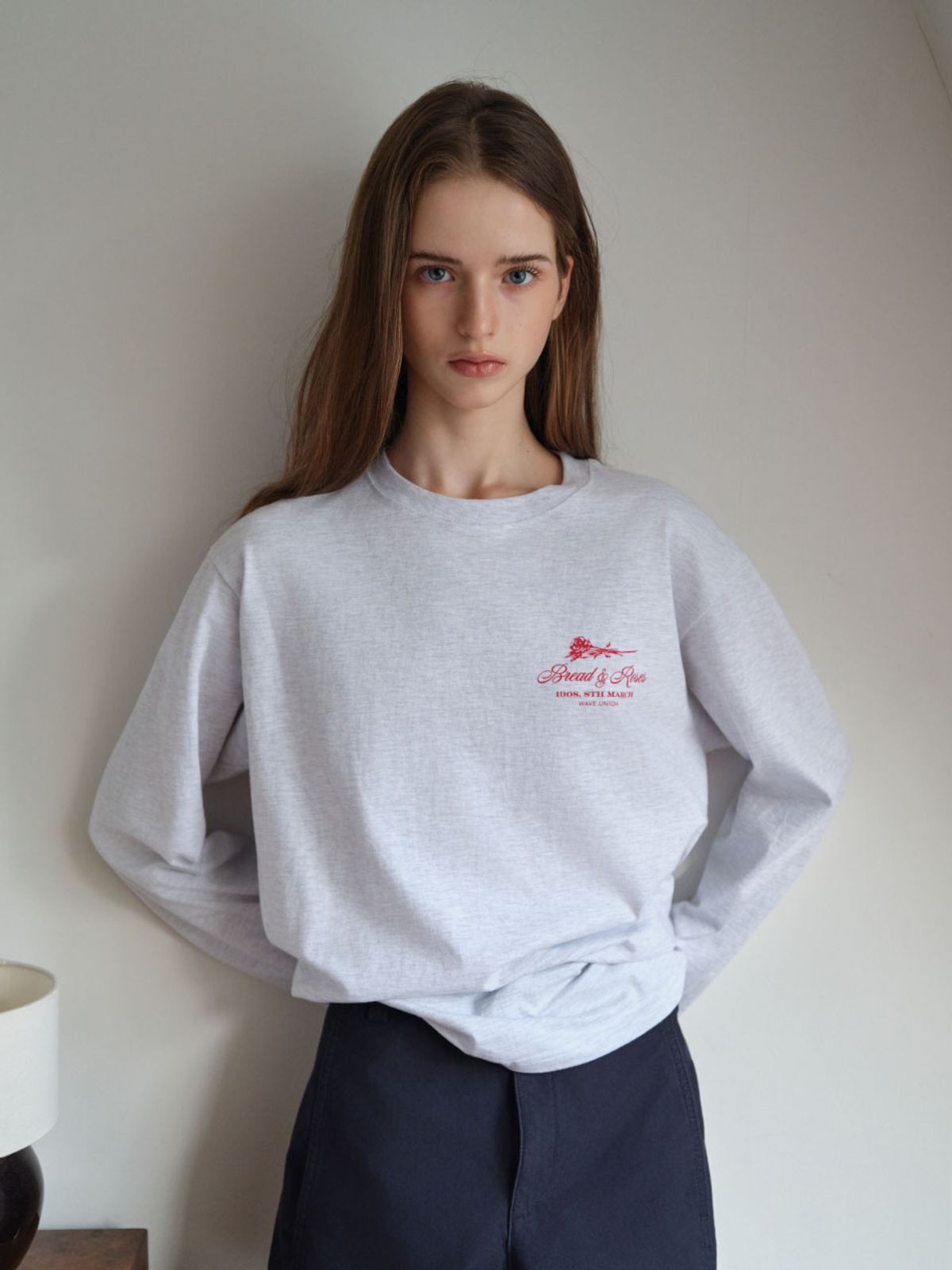 웨이브유니온(WAVE UNION) Bread and roses Longsleeved T-shirt Heather gray