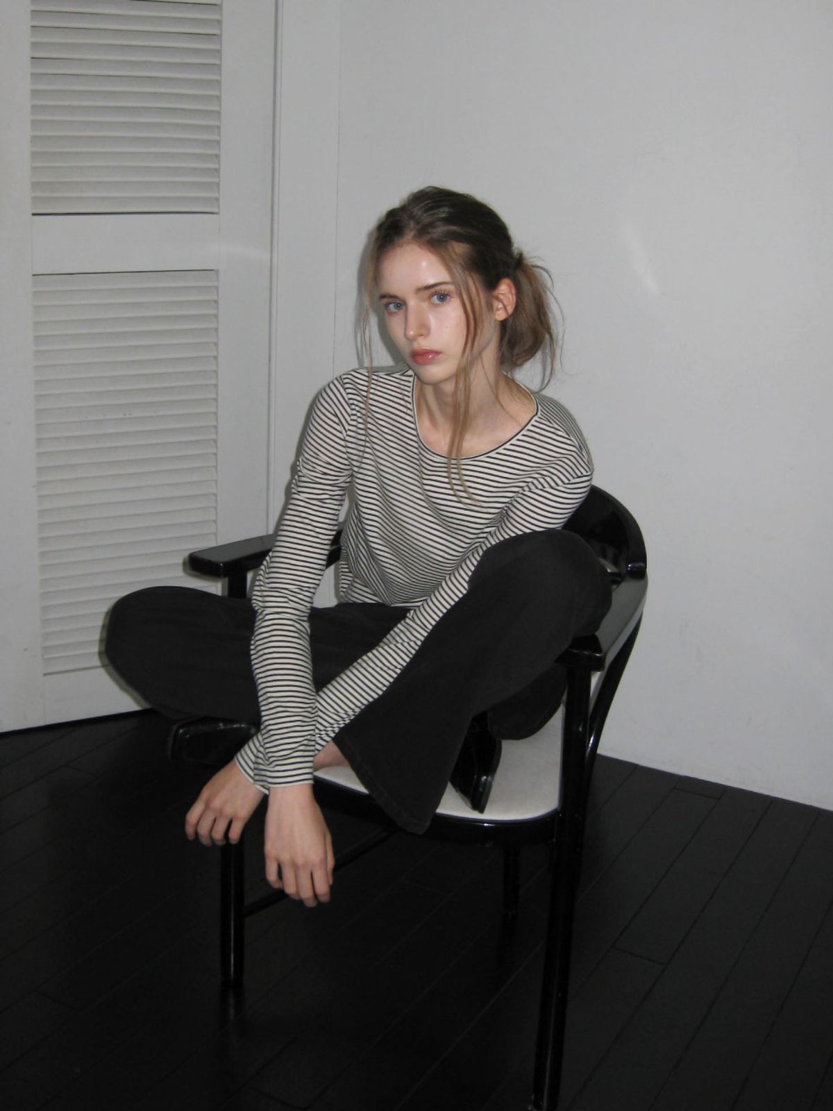 웨이브유니온(WAVE UNION) Stripe Slim Fit Longsleeve T-shirt Ivory Black