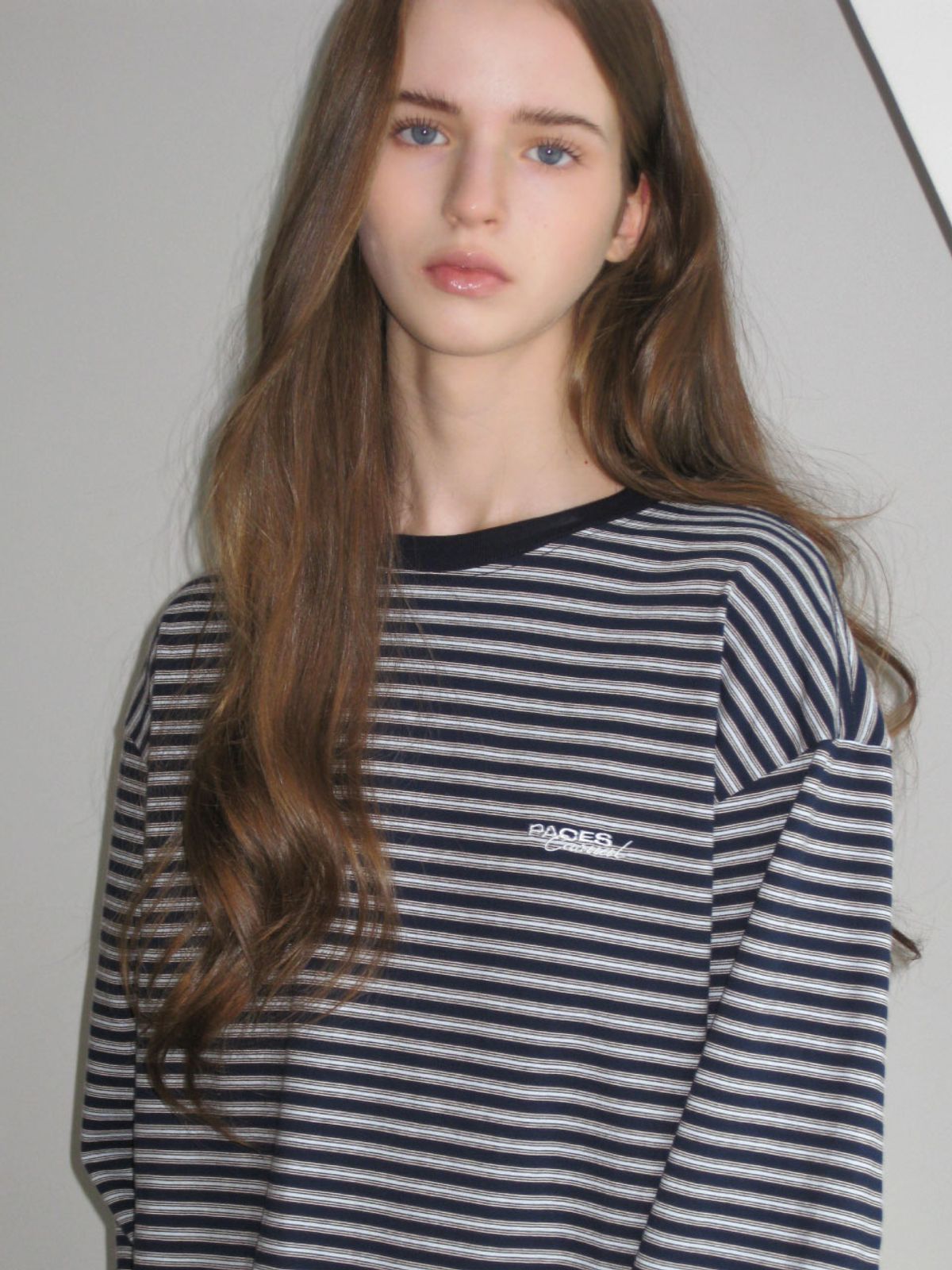 웨이브유니온(WAVE UNION) Stripe Oversized Longsleeve T-shirt Navy