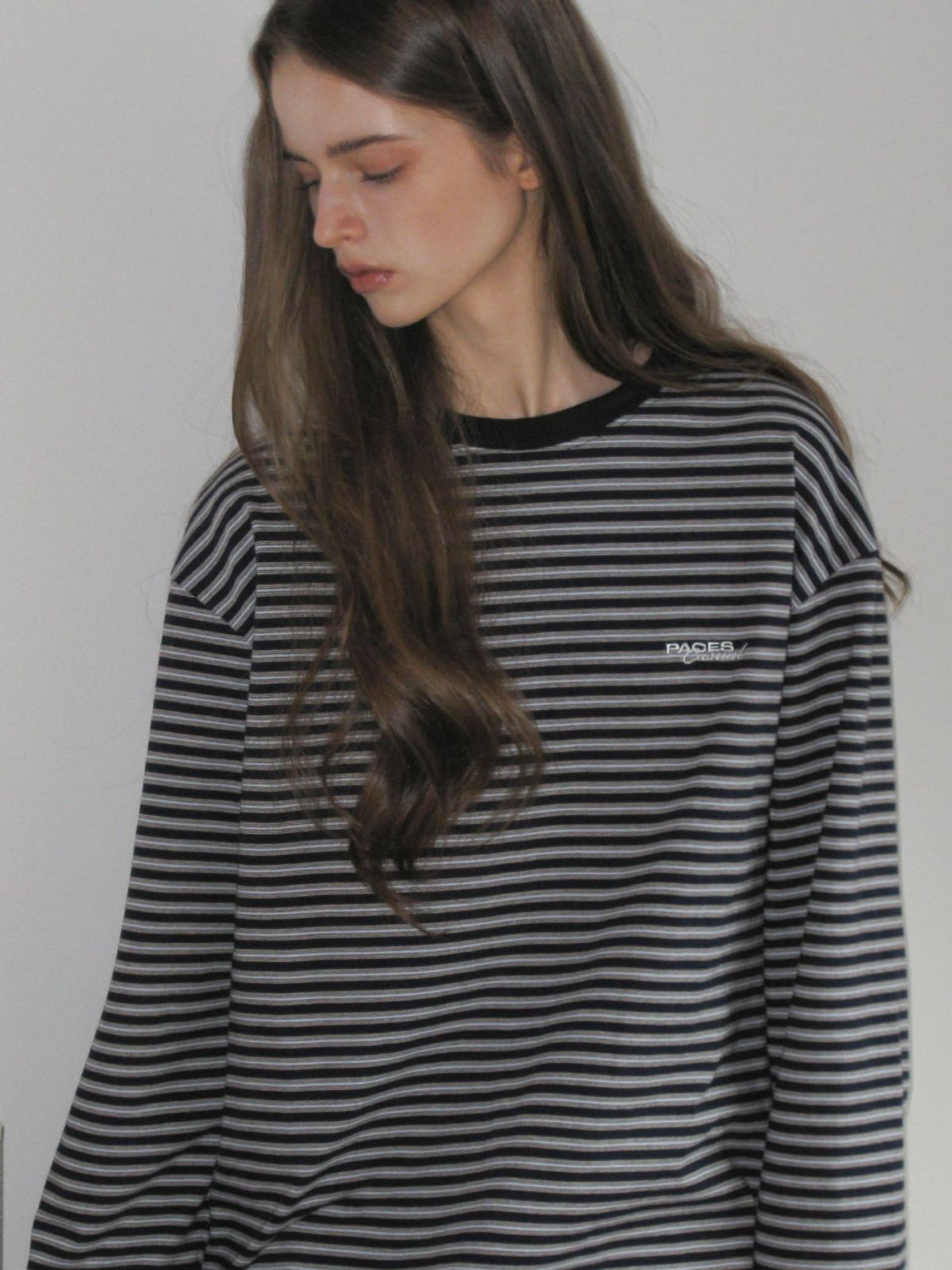 웨이브유니온(WAVE UNION) Stripe Oversized Longsleeve T-shirt Navy
