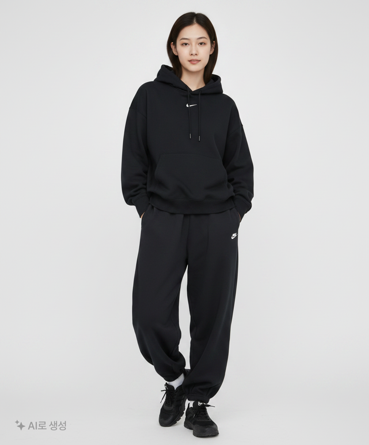 나이키(NIKE) 클럽 플리스 오버사이즈 프렌치 테리 팬츠 M - 블랙:화이트 / HJ1823-010 S