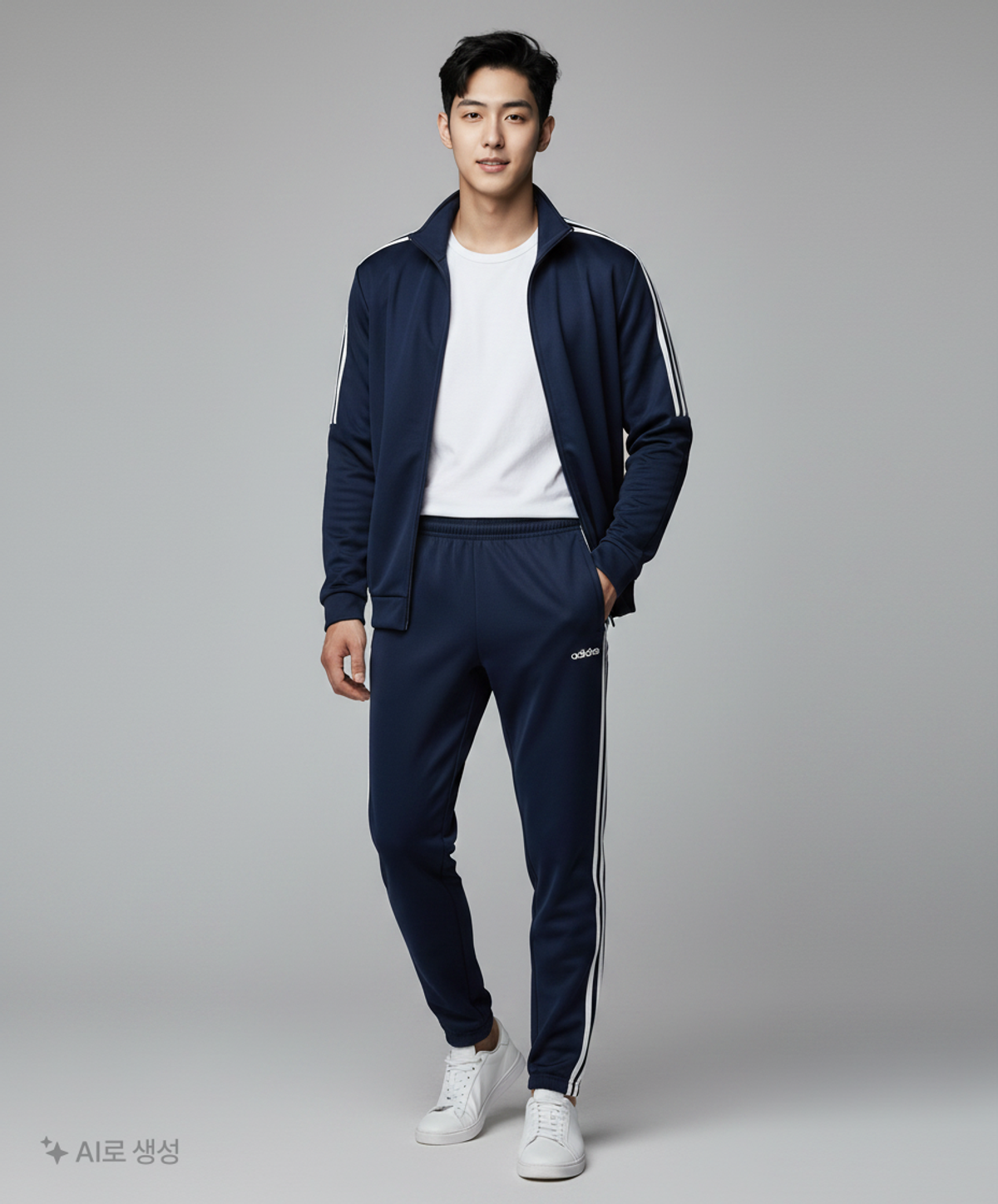 아디다스(ADIDAS) 에센셜 3S 윈드 팬츠 - 네이비:화이트 / DU0453 S