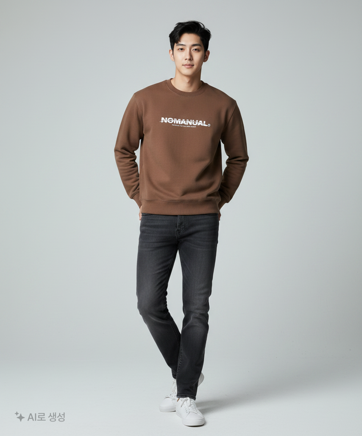 노매뉴얼(NOMANUAL) NEW WORLD SWEATSHIRT - BROWN XL