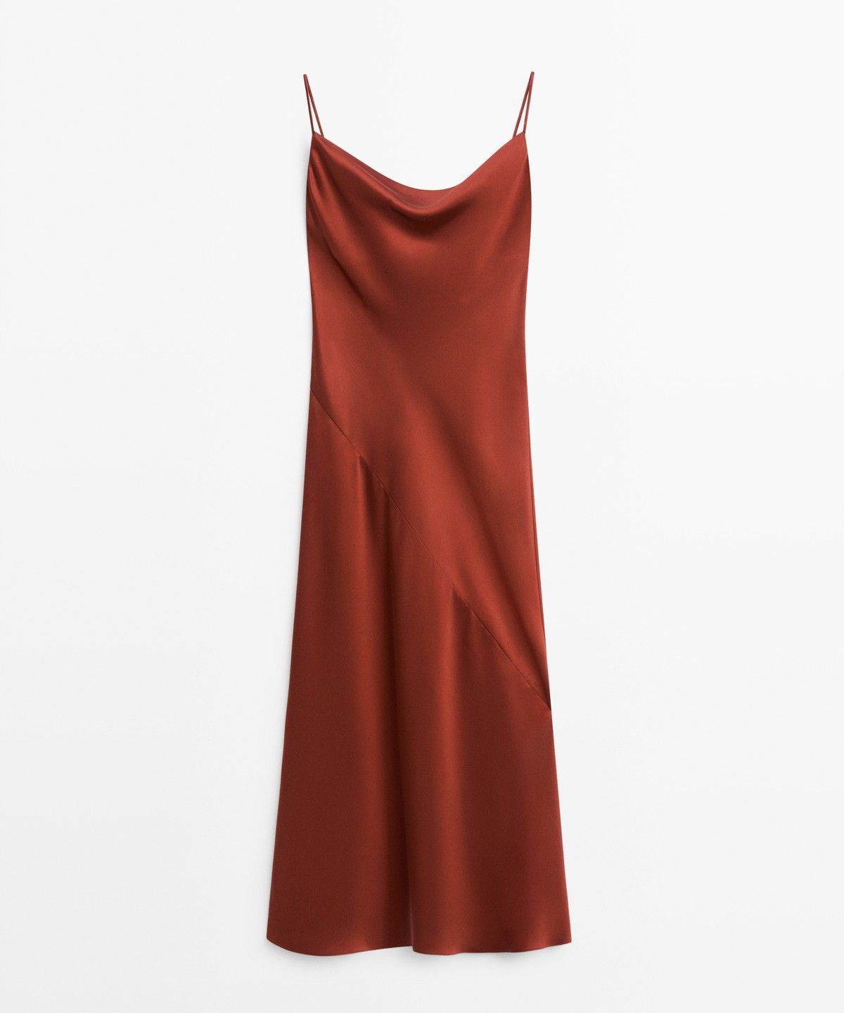 마시모두띠(MASSIMO DUTTI) 새틴 마감 플루이드 미디 원피스