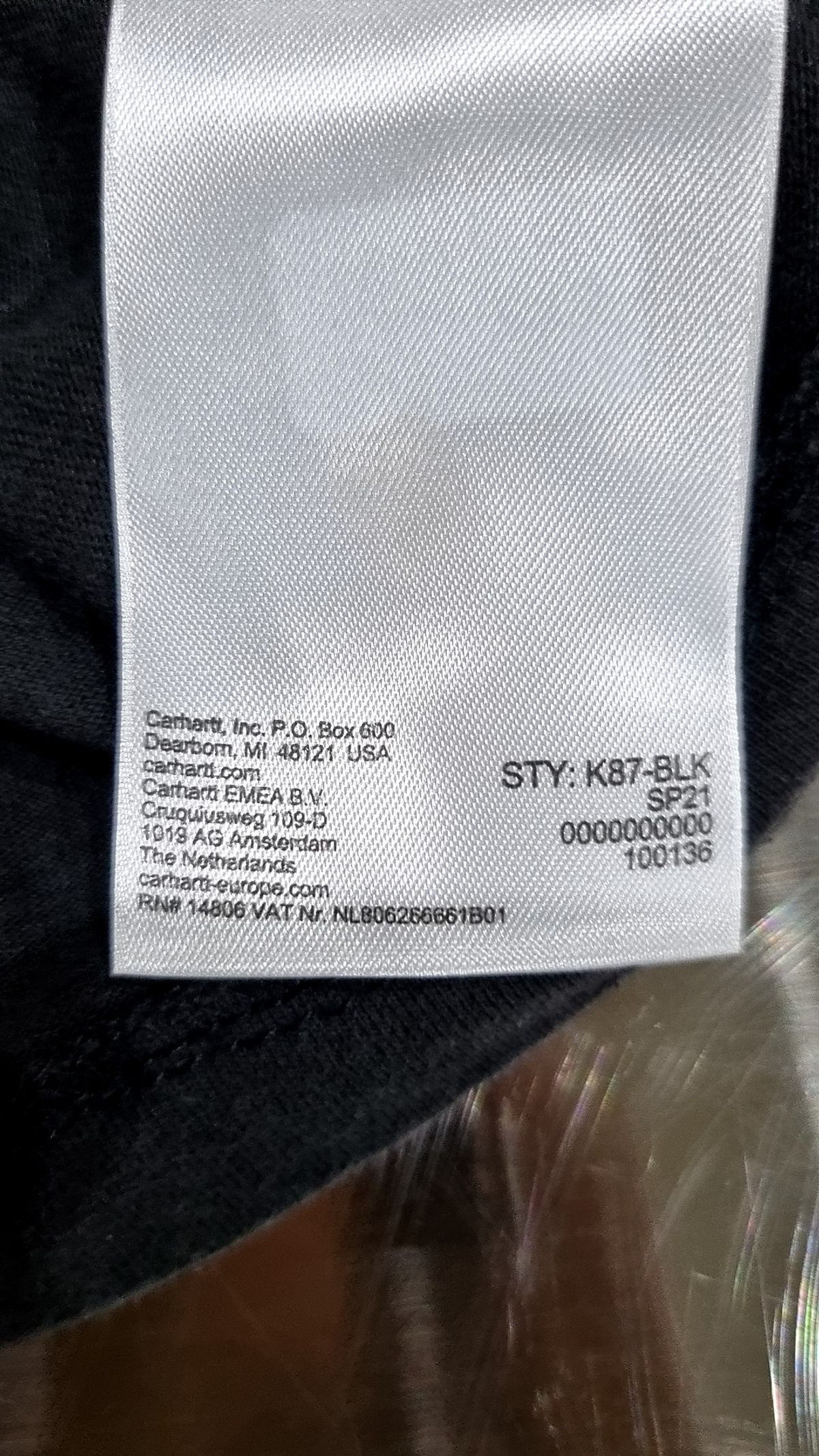 칼하트(CARHARTT) K87 반팔티 (블랙) S