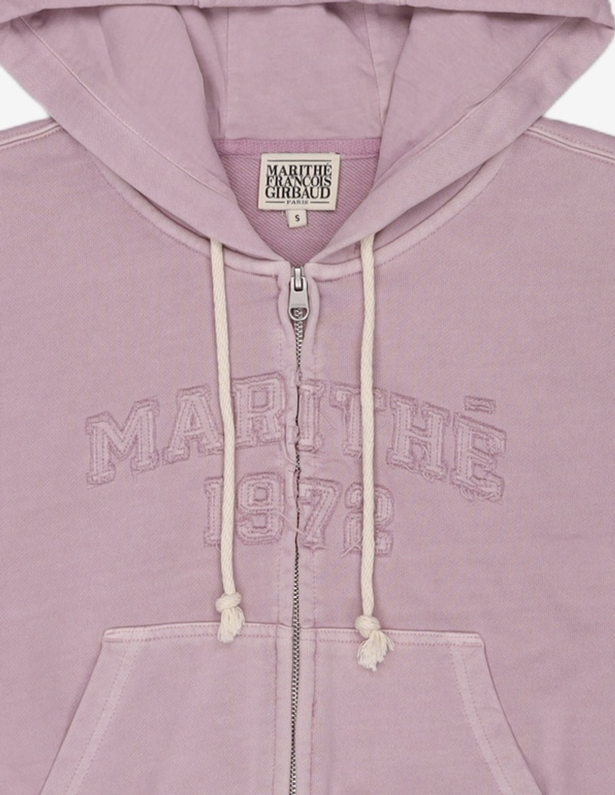 마리떼 프랑소와 저버(MARITHÉ + FRANҪOIS GIRBAUD) W VINTAGE DYEING APPLIQUE LOGO CROP HOODIE ZIPUP dark pink S