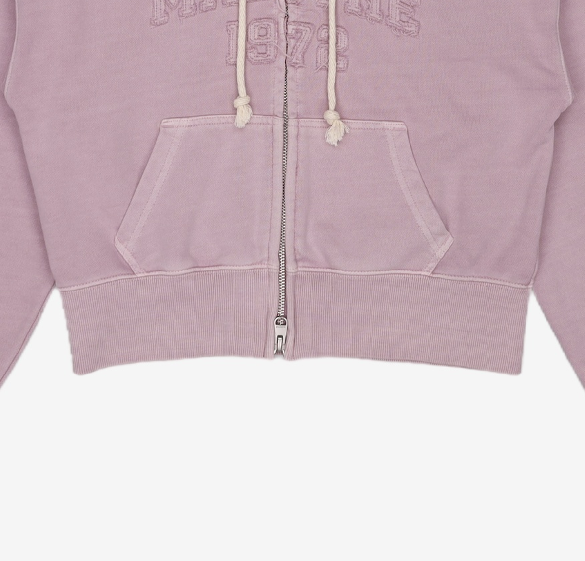 마리떼 프랑소와 저버(MARITHÉ + FRANҪOIS GIRBAUD) W VINTAGE DYEING APPLIQUE LOGO CROP HOODIE ZIPUP dark pink S