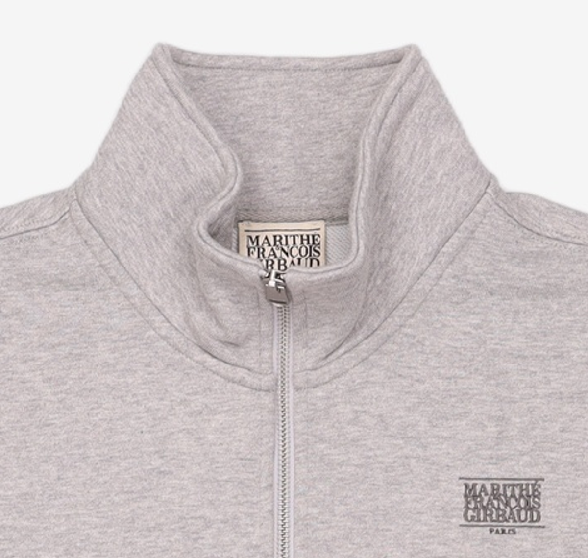 마리떼 프랑소와 저버(MARITHÉ + FRANҪOIS GIRBAUD) W SMALL CLASSIC LOGO HALF ZIPUP CROP SWEATSHIRT heather gray M