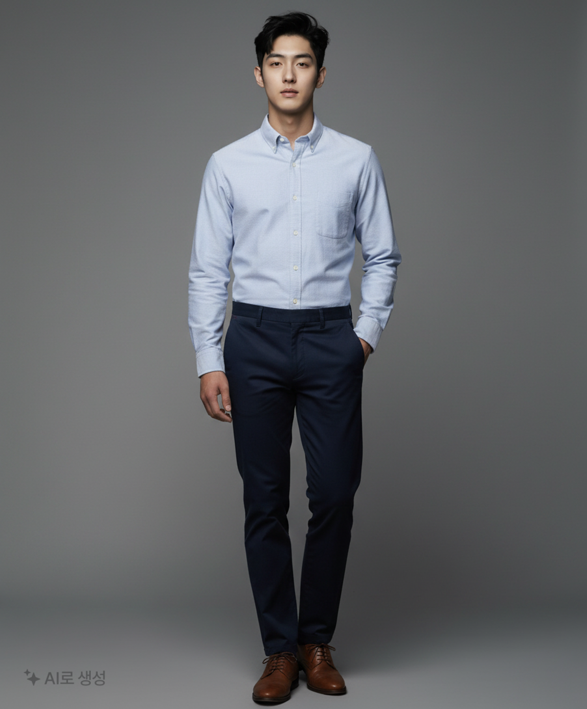 무신사 스탠다드(MUSINSA STANDARD) 릴렉스 핏 옥스포드 셔츠 [블루] XL