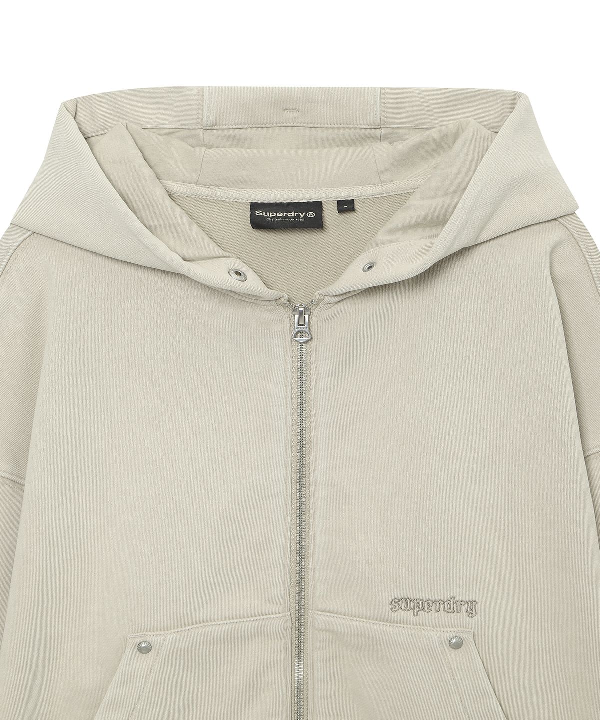 슈퍼드라이(SUPERDRY) 우먼스 워시드 후드집업 베이지 SDFMZAQ08BEG