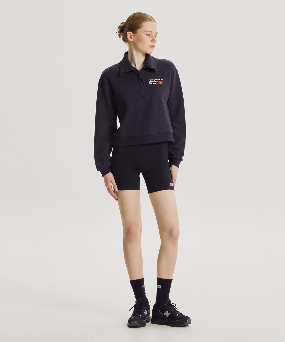 뉴발란스(NEW BALANCE) NBNCG4V822 / WOMEN 프리미엄 로고 반집업 (D/NAVY)
