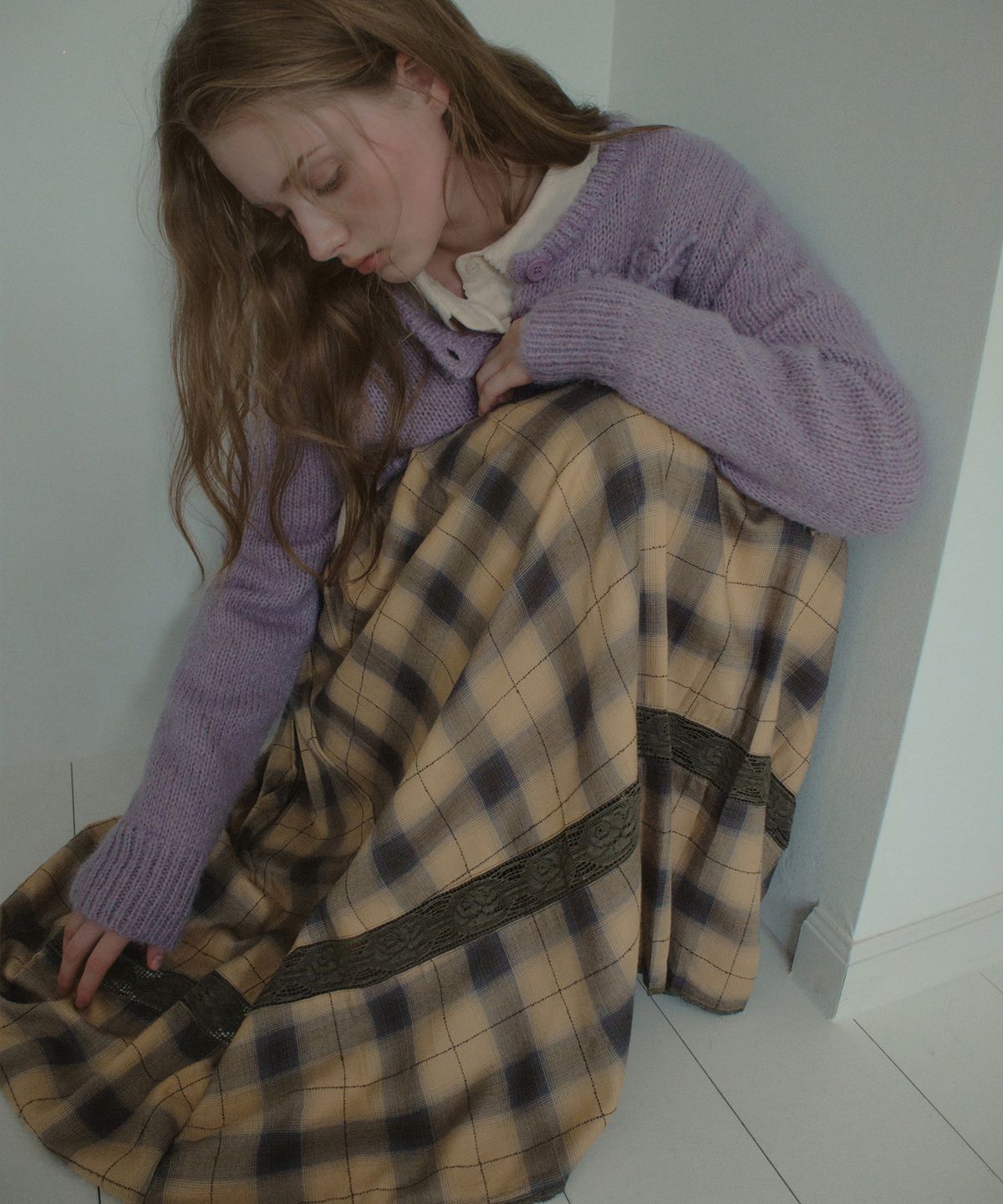 아우어노스텔지아(OURNOSTALGIA) Bonnie Check Pleated Skirt_Orange(OB6SK17)