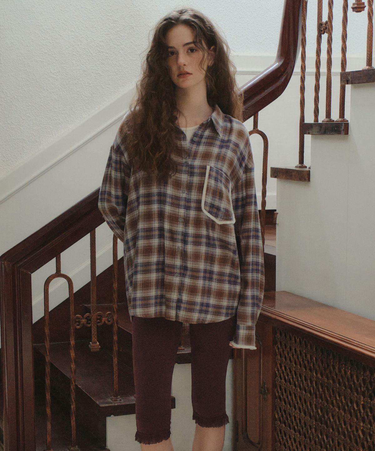 아우어노스텔지아(OURNOSTALGIA) Dew Lace Capri Pants_Wine(OB6PT08)
