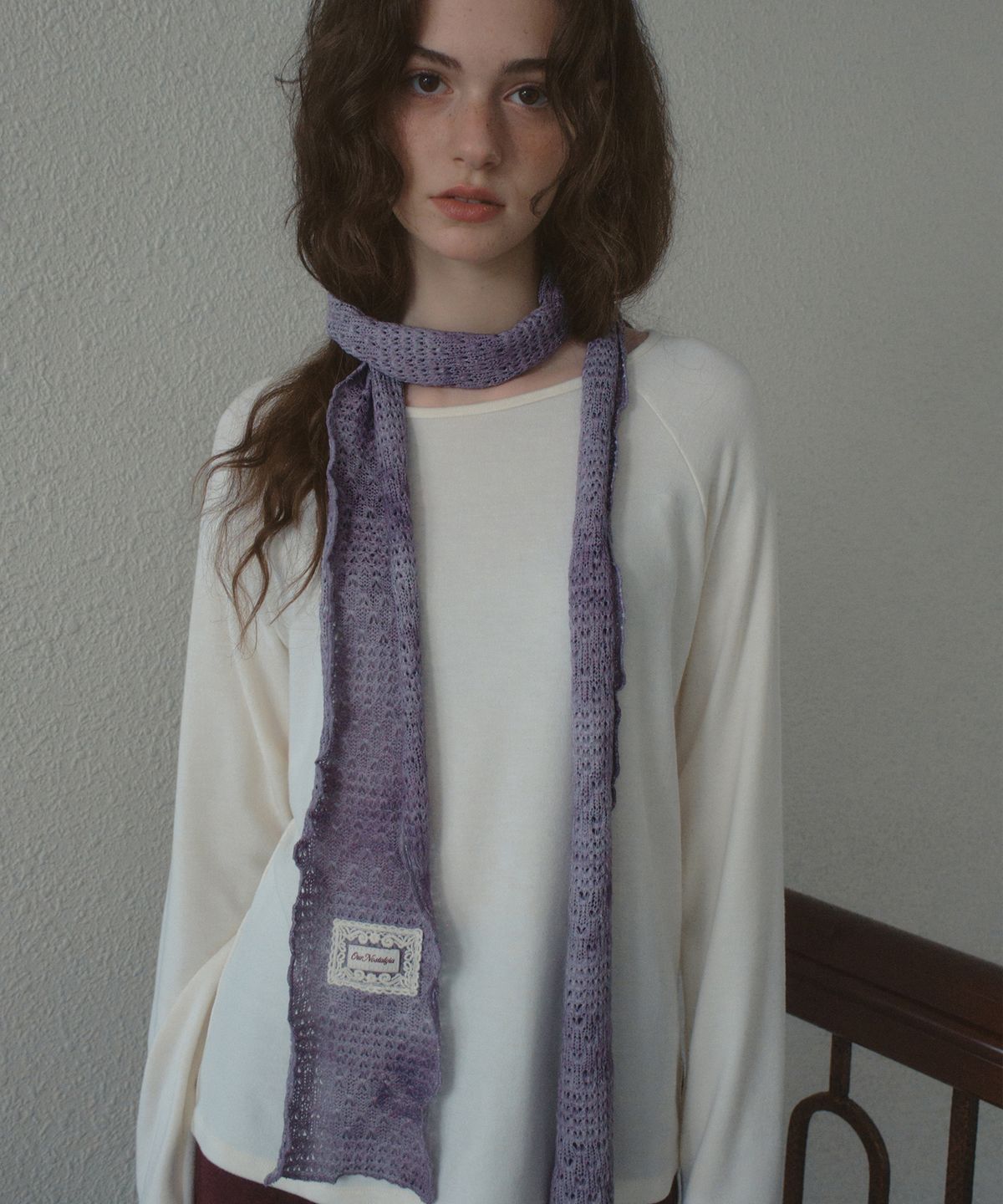 아우어노스텔지아(OURNOSTALGIA) Vintage Washed Knit Muffler_Ash Purple(OB6AC11)
