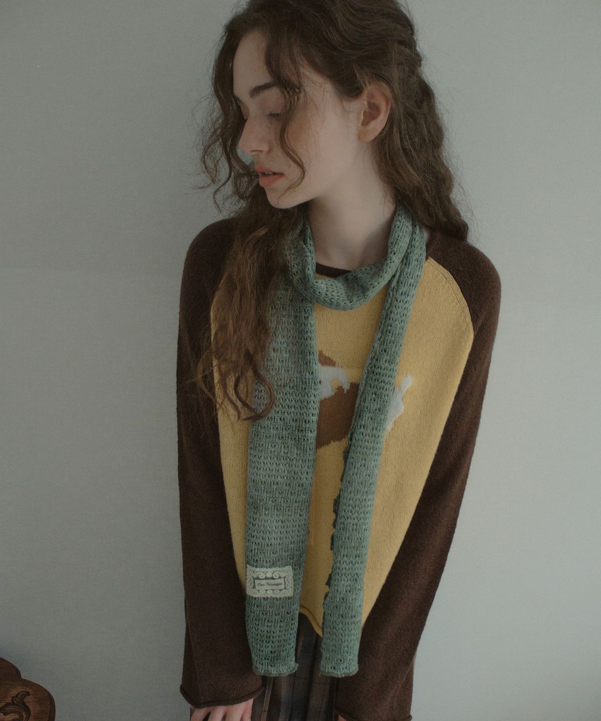 아우어노스텔지아(OURNOSTALGIA) Vintage Washed Knit Muffler_Ash Mint(OB6AC11)