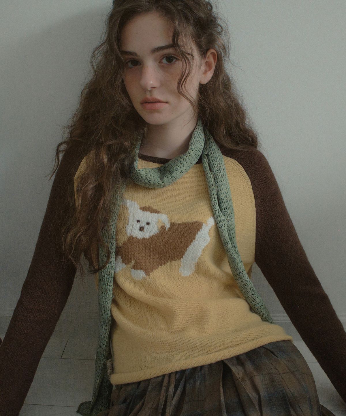 아우어노스텔지아(OURNOSTALGIA) Vintage Washed Knit Muffler_Ash Mint(OB6AC11)