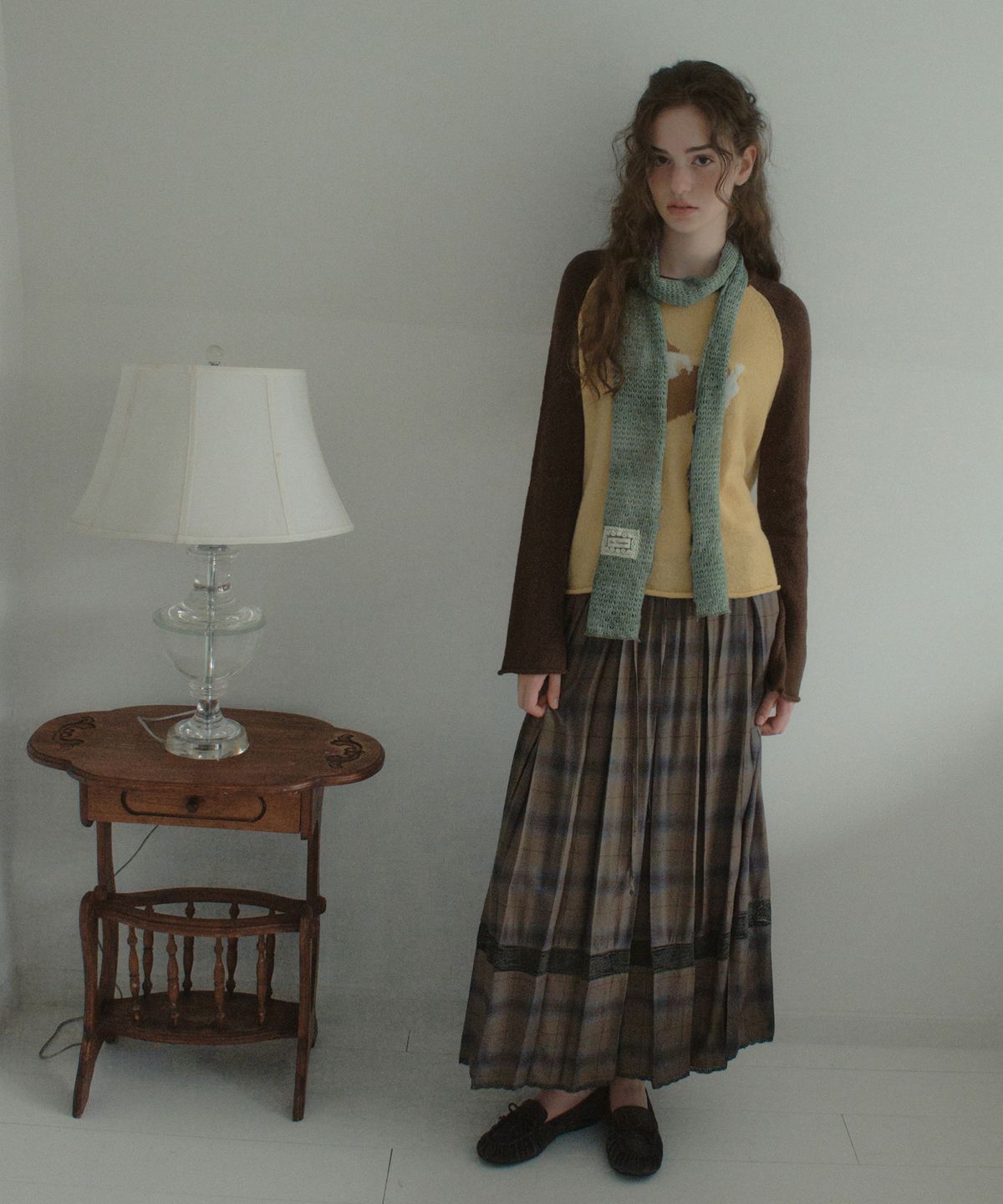 아우어노스텔지아(OURNOSTALGIA) Vintage Washed Knit Muffler_Ash Mint(OB6AC11)