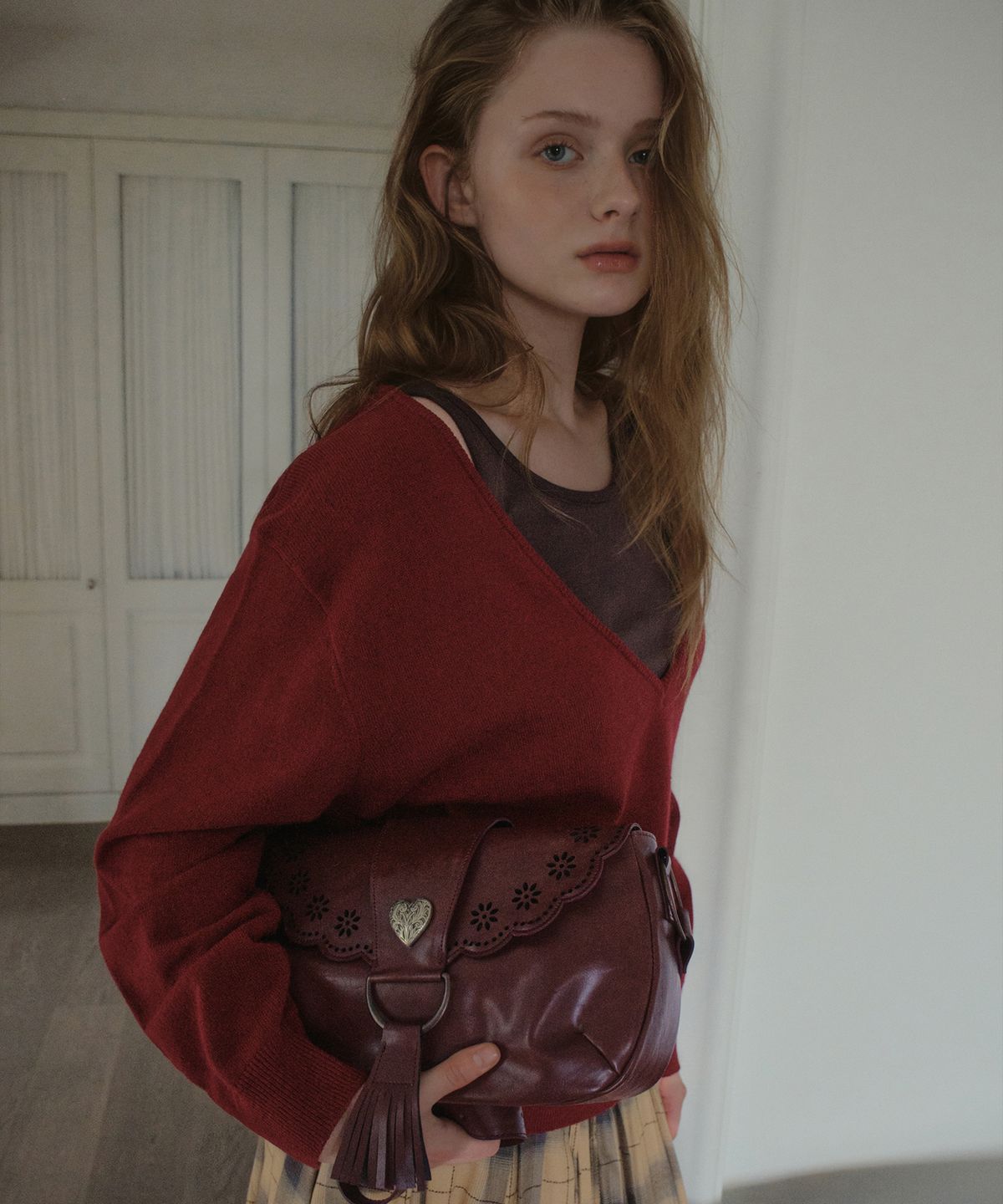 아우어노스텔지아(OURNOSTALGIA) Heirloom Tote Bag_Burgundy(OB6AC13)