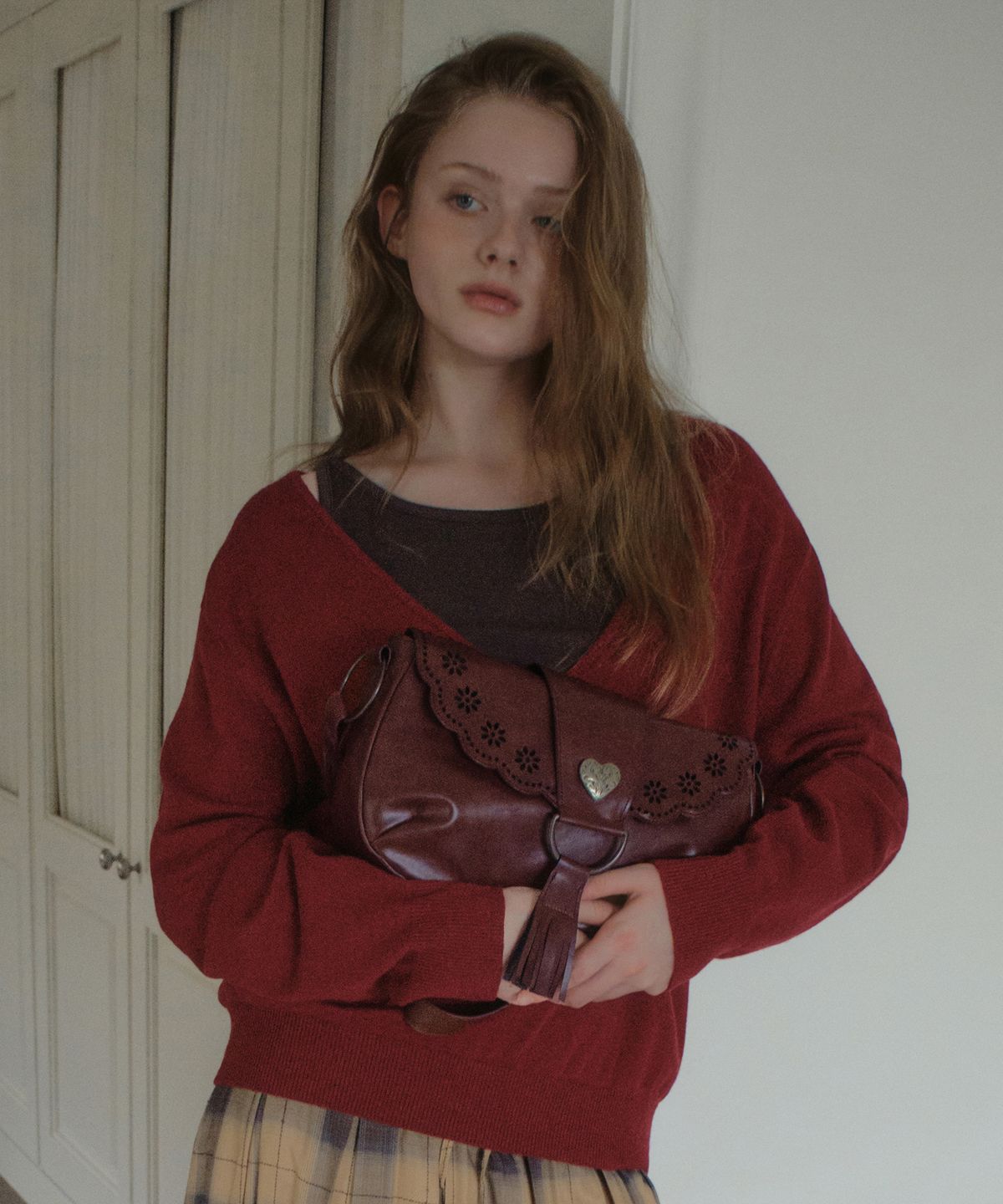 아우어노스텔지아(OURNOSTALGIA) Heirloom Tote Bag_Burgundy(OB6AC13)