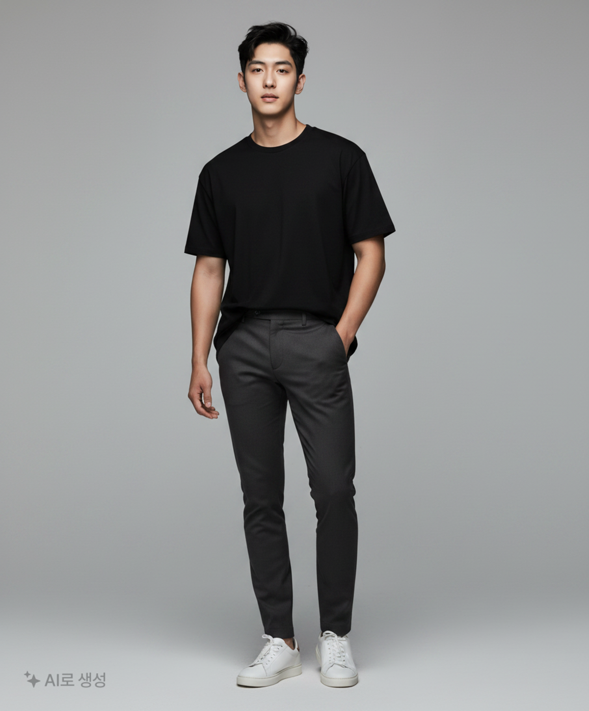 무신사 스탠다드(MUSINSA STANDARD) [쿨탠다드] 오버사이즈 크루 넥 티셔츠 [블랙] M