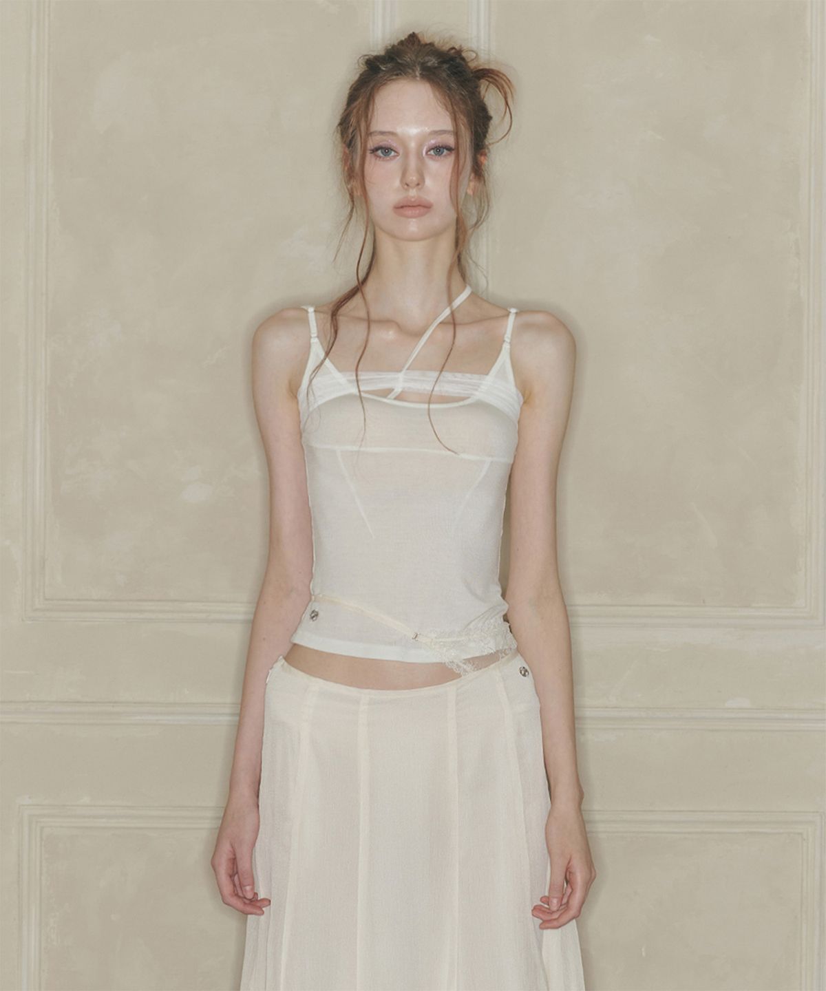 페인오어플레져(PAINORPLEASURE) ABBY STRAP TOP ivory